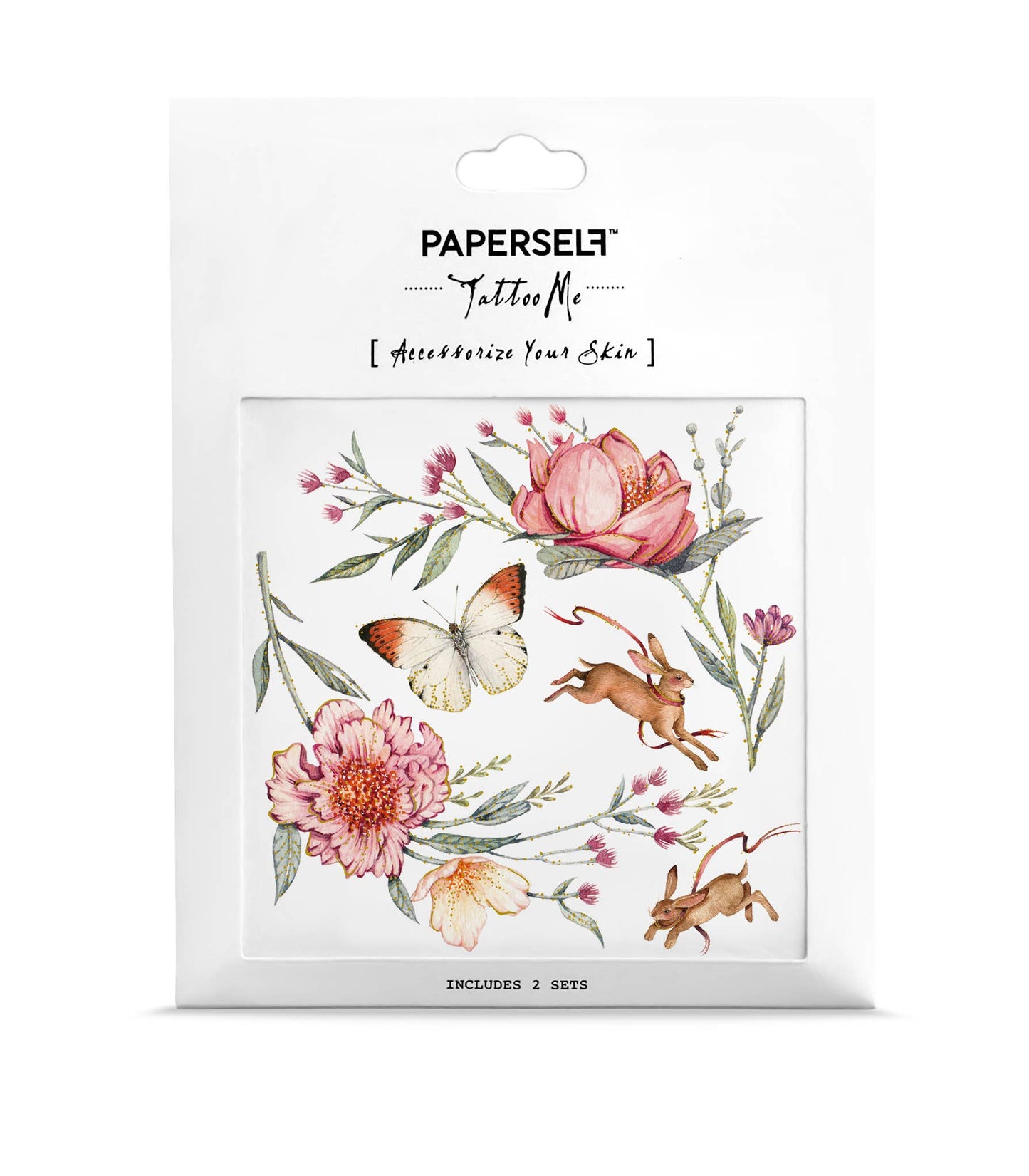 Roses & Rabbits Temporary Tattoo Stickers