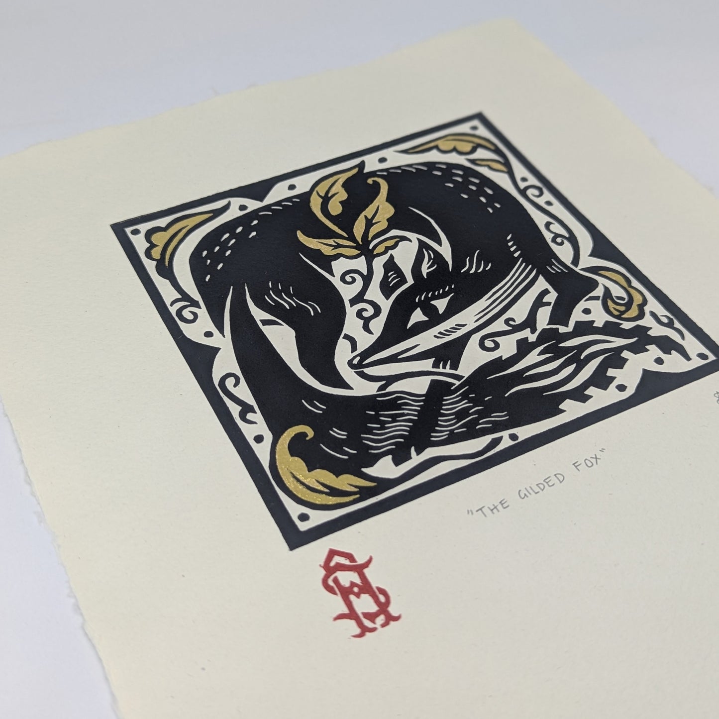 The Gilded Fox - A4 Lino Print