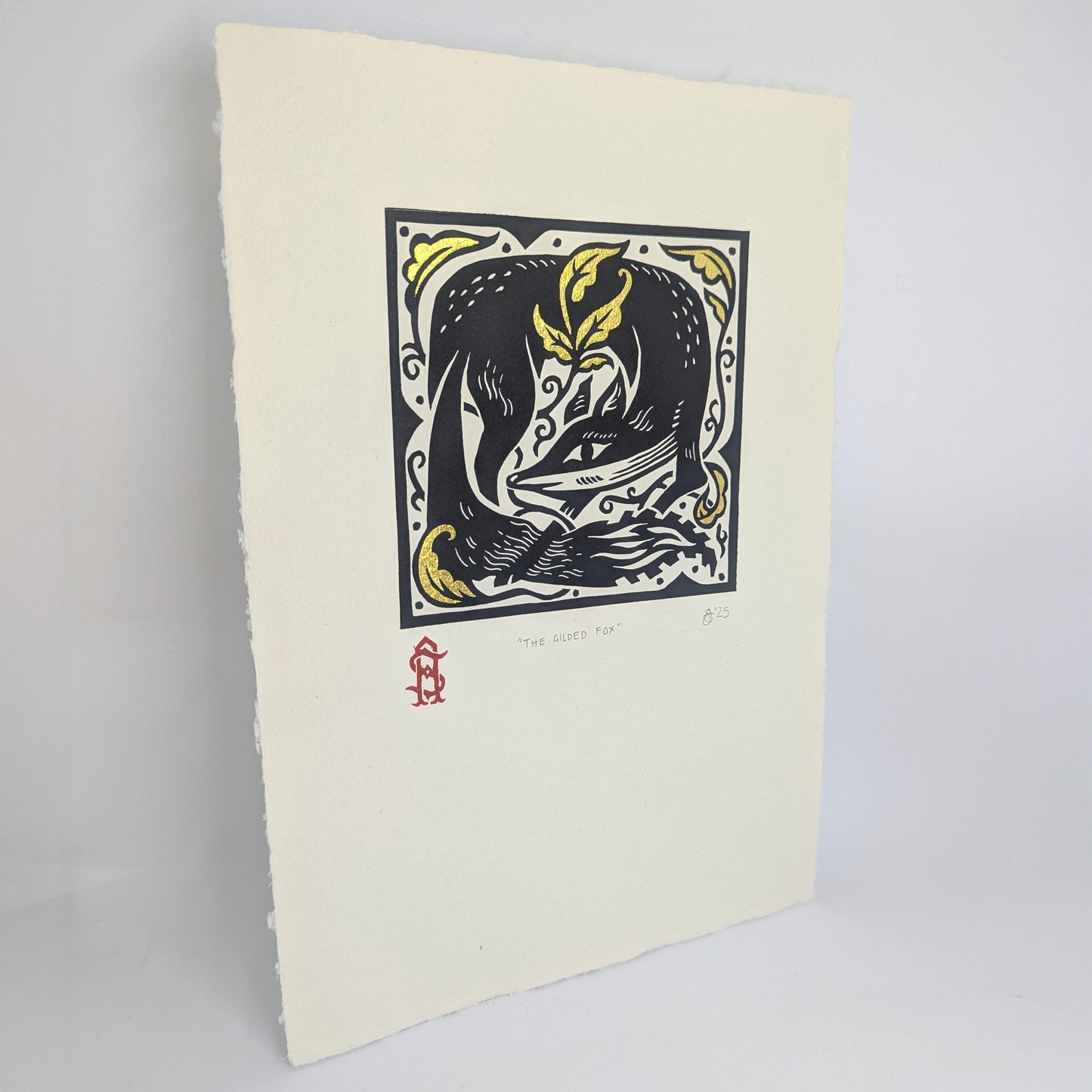 The Gilded Fox - A4 Lino Print