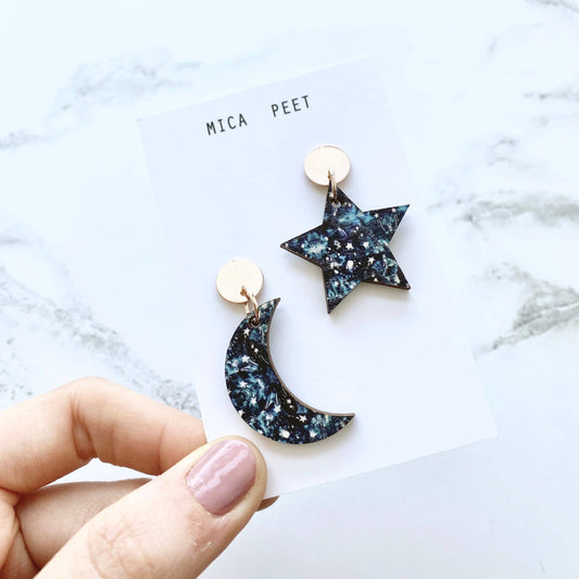 Statement Moon & Star Drop Earrings