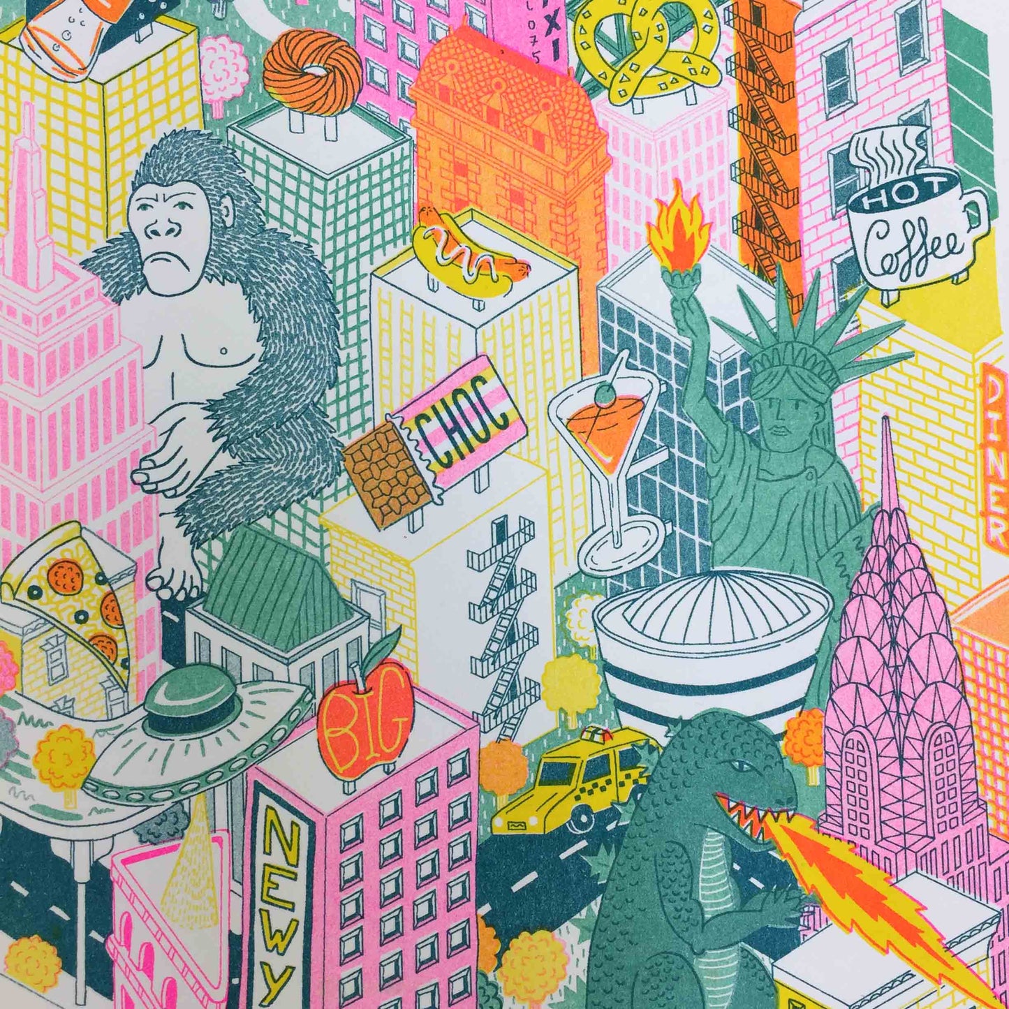 New York City, Architectural Risograph A4 Print