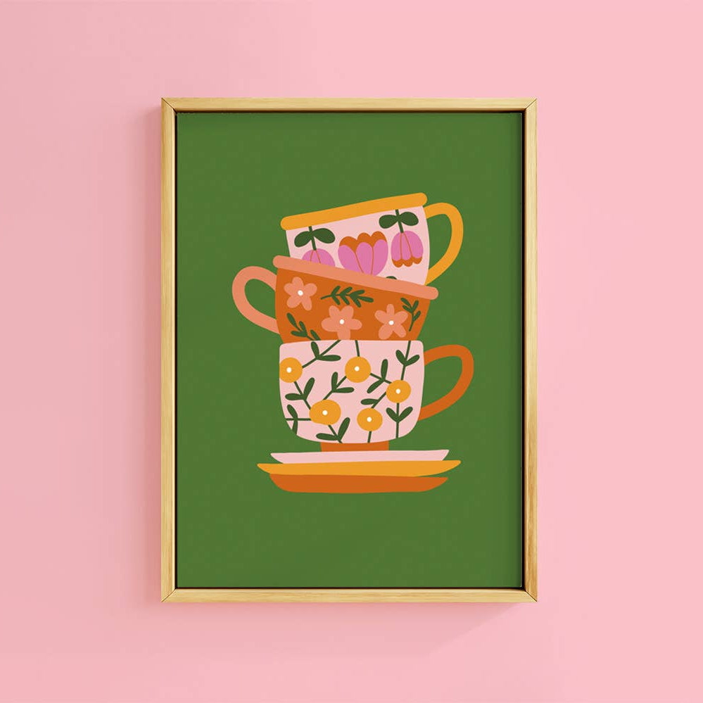 RETRO TEA CUPS - MID CENTURY ART PRINT