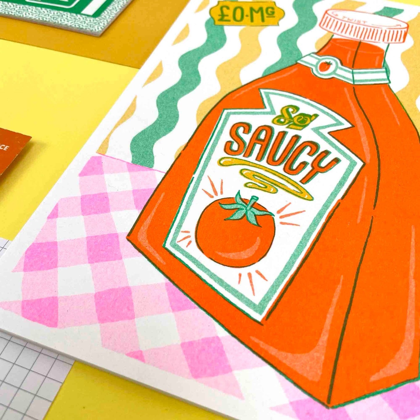 Sauce Bottle Risograph A5 Print