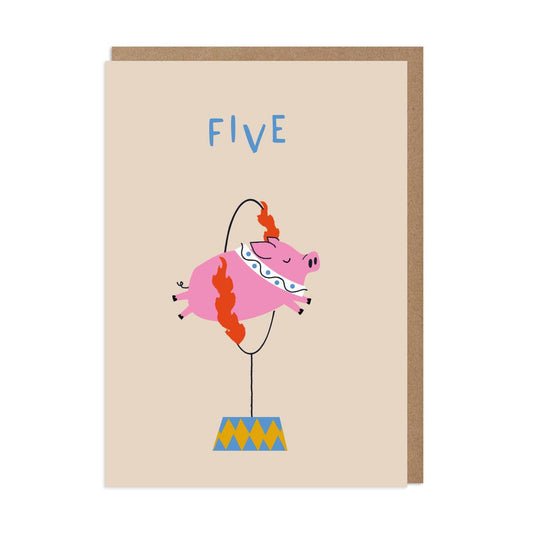5th Birthday Card - Daredevil Pig
