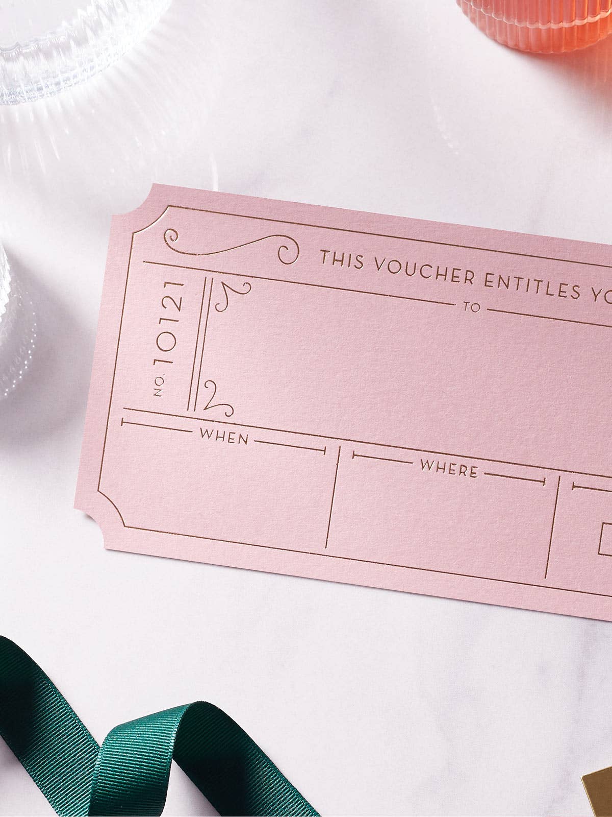 Blank Gift Voucher Pack - Pink Hot Foil Golden Tickets