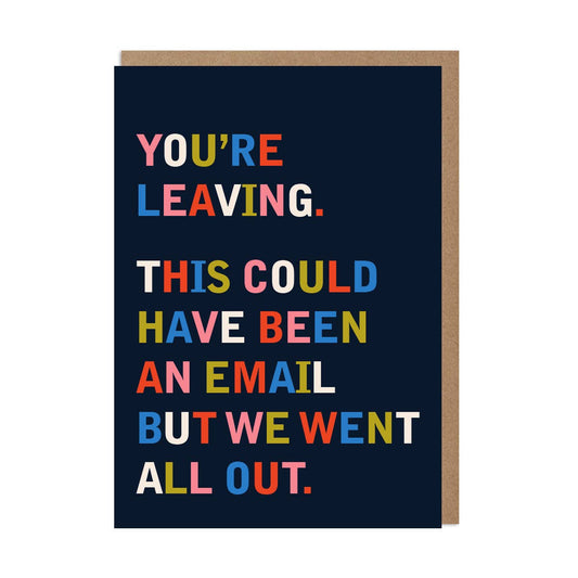 Card with colorful text on a dark blue background