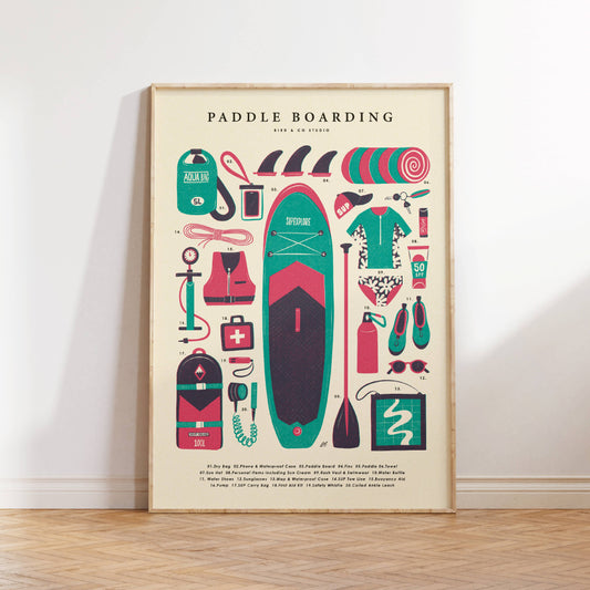 Paddle Boarding Kit A4 Print