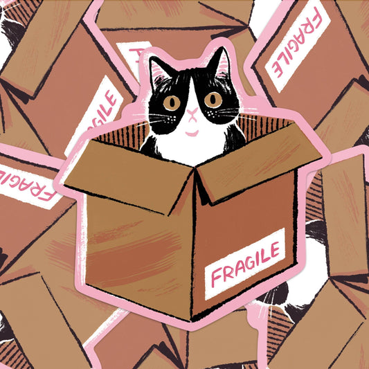 Fragile Cat Eco-Friendly Sticker