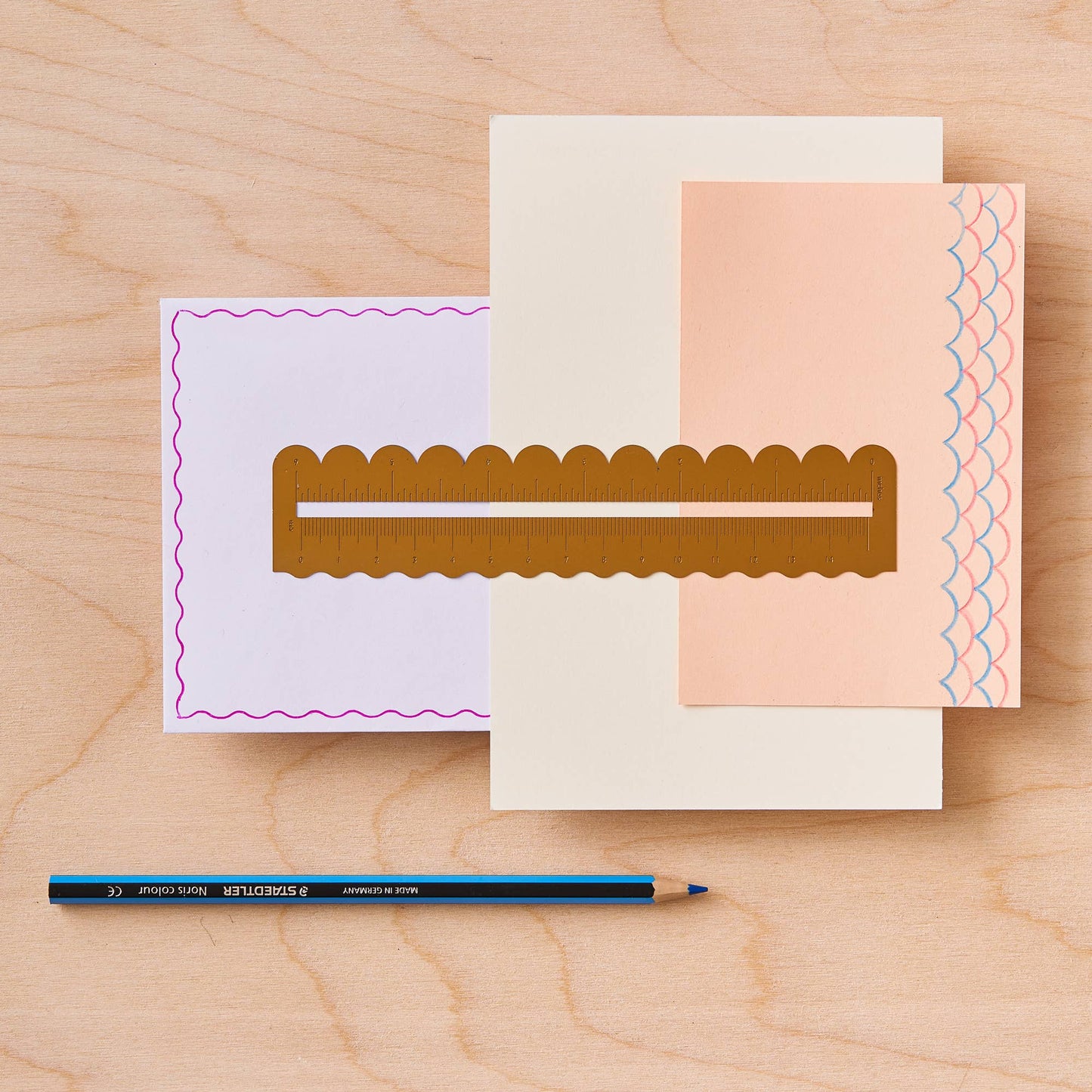 Wavy Brass Ruler - Creative Desktop Tool