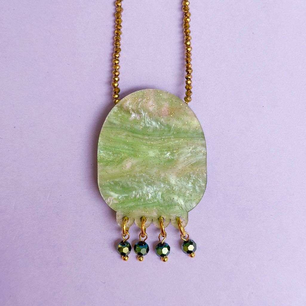 Moon Mountain Beaded Pendant Necklace