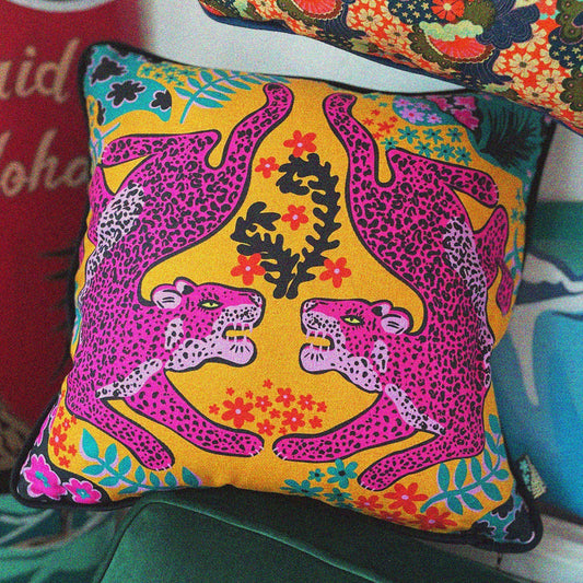 Yellow Leopards Cushion Cover