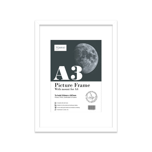 White A3 Picture Frame With mount for A4