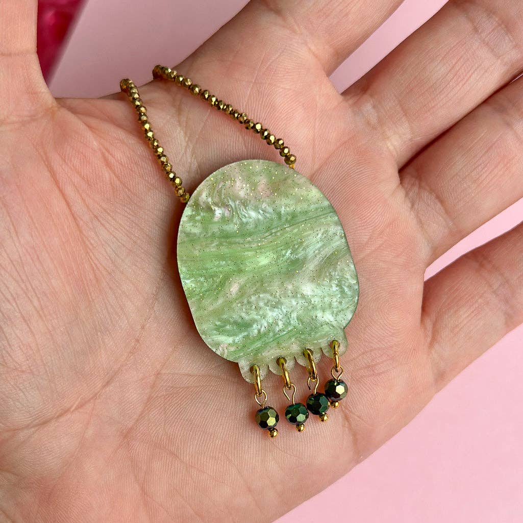 Moon Mountain Beaded Pendant Necklace