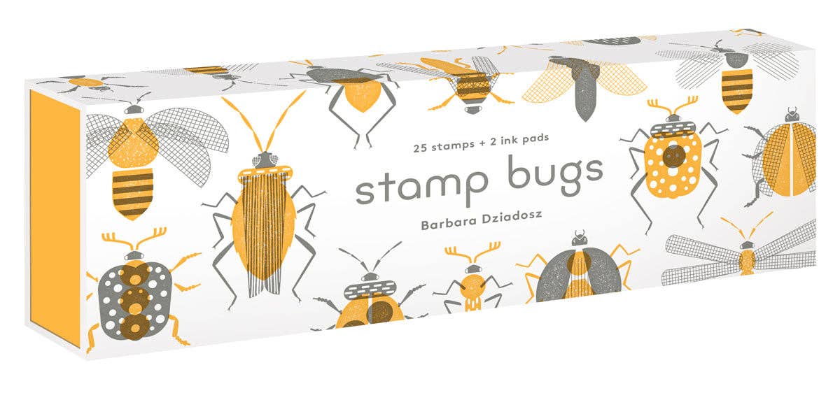 Box of Stamp Bugs with illustrations of bugs covering the box.