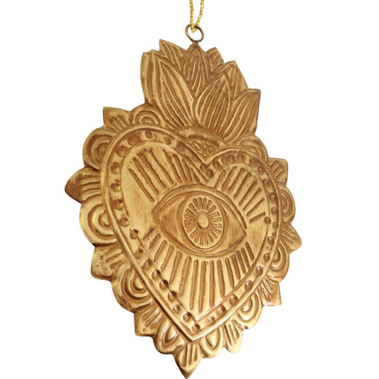 Antique Gold Evil Eye Milagro Heart Wall Décor