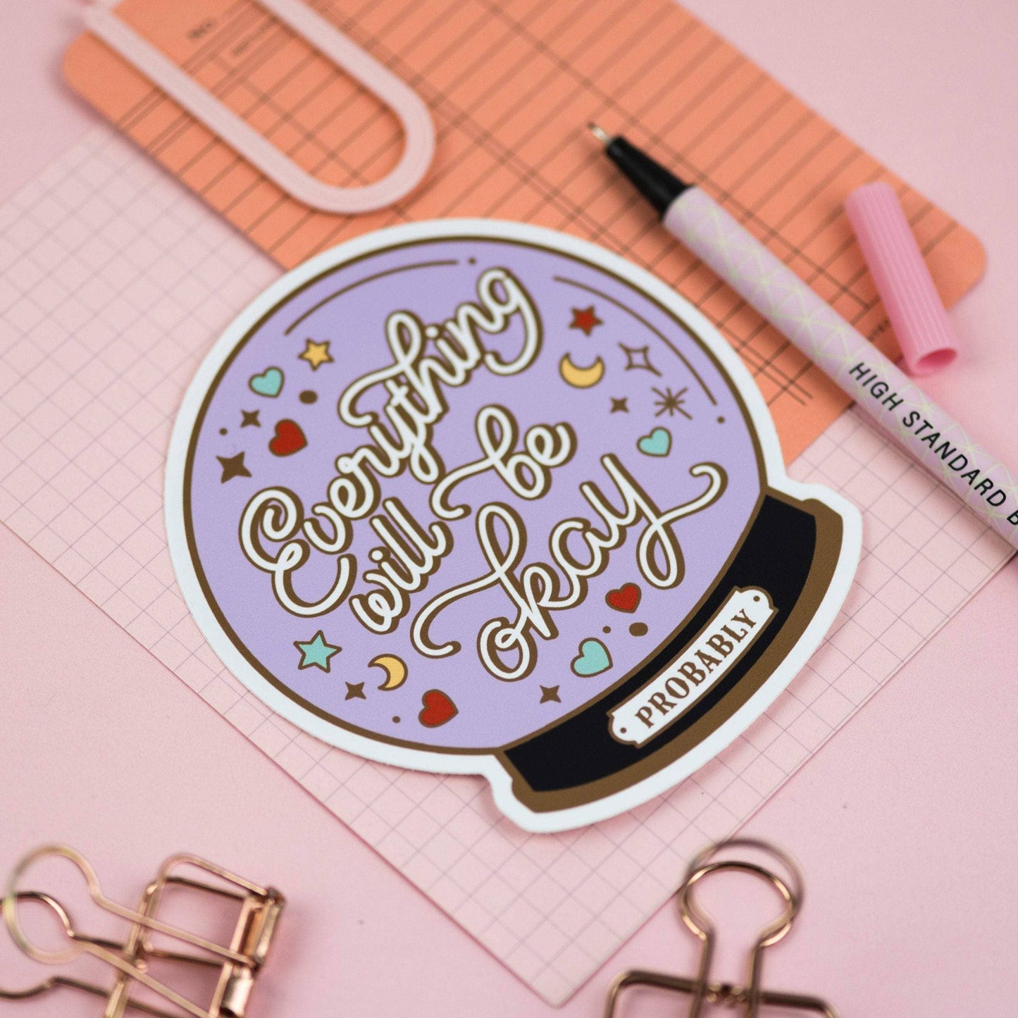 Everything Will Be Okay Crystal Ball Vinyl Sticker