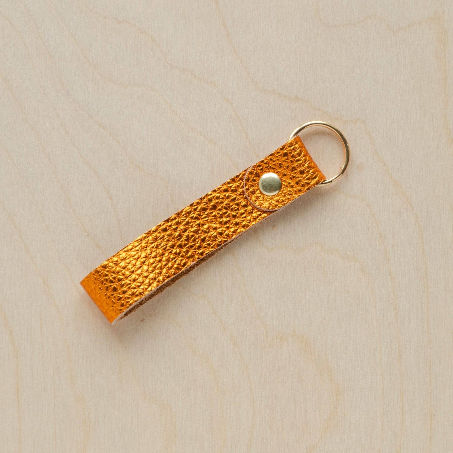 Metallic Copper Leather Loop Keyrings