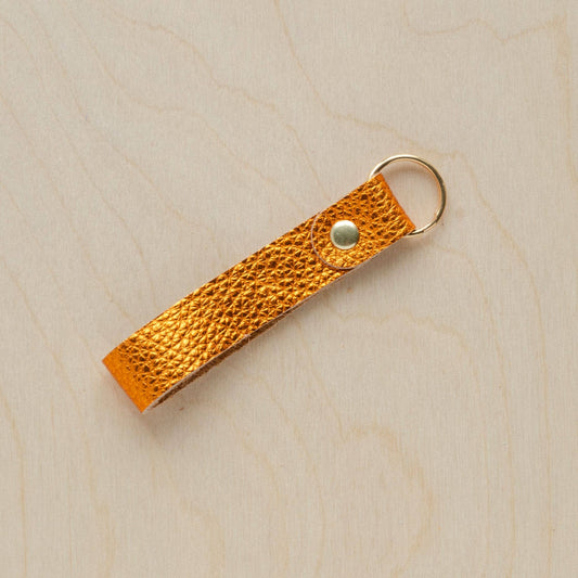 Metallic Copper Leather Loop Keyrings