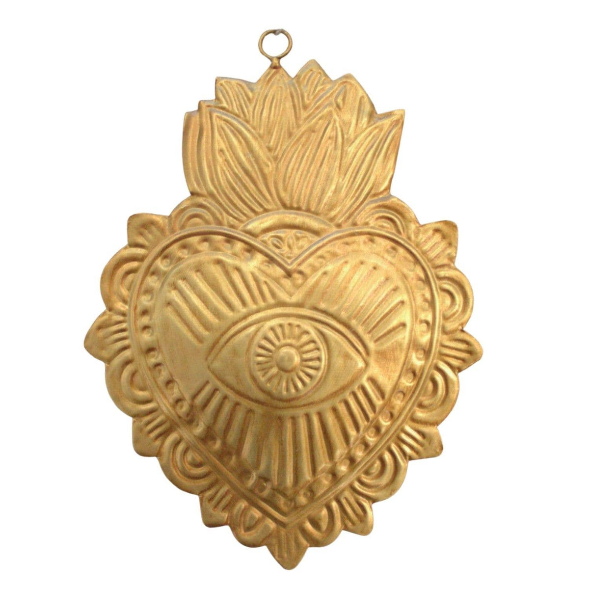 Antique Gold Evil Eye Milagro Heart Wall Décor
