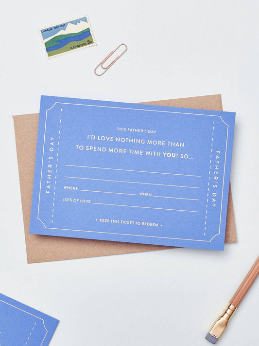 Father’s Day Gift Voucher - Blank Ticket Greetings Card