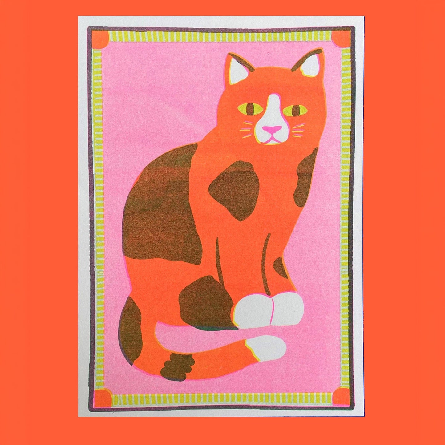 Orange Patchy Cat Mini Print