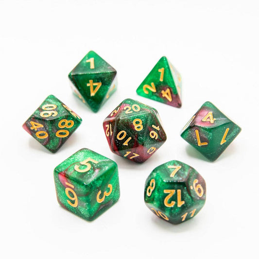 Red Apple Forest Acrylic Dice - 7 Piece Set