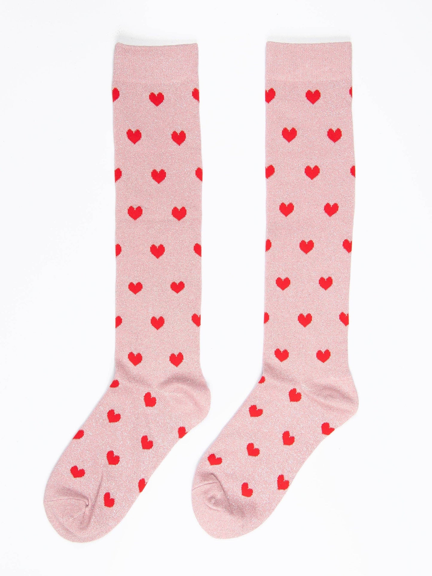 Women's Knee High Glitter Heart Socks