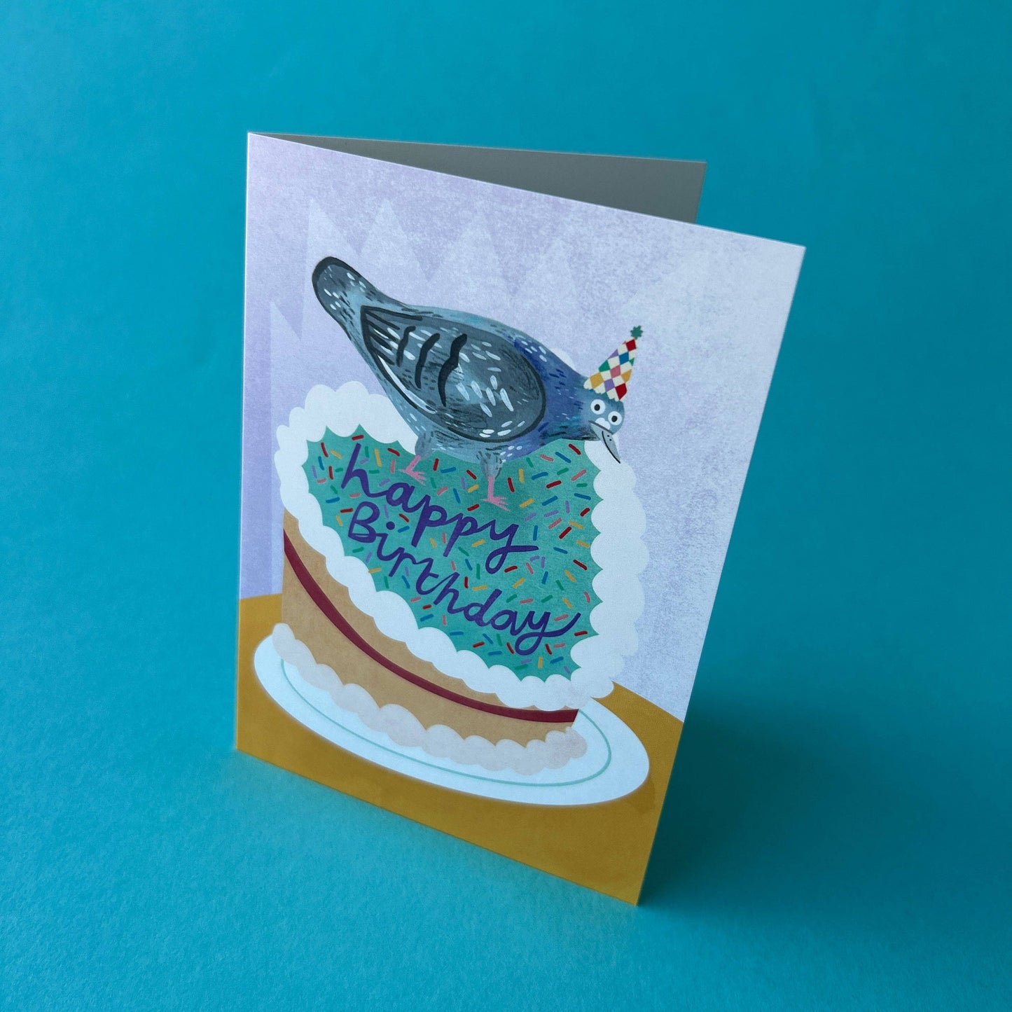 Pigeon Birthday Cake Greeting Card