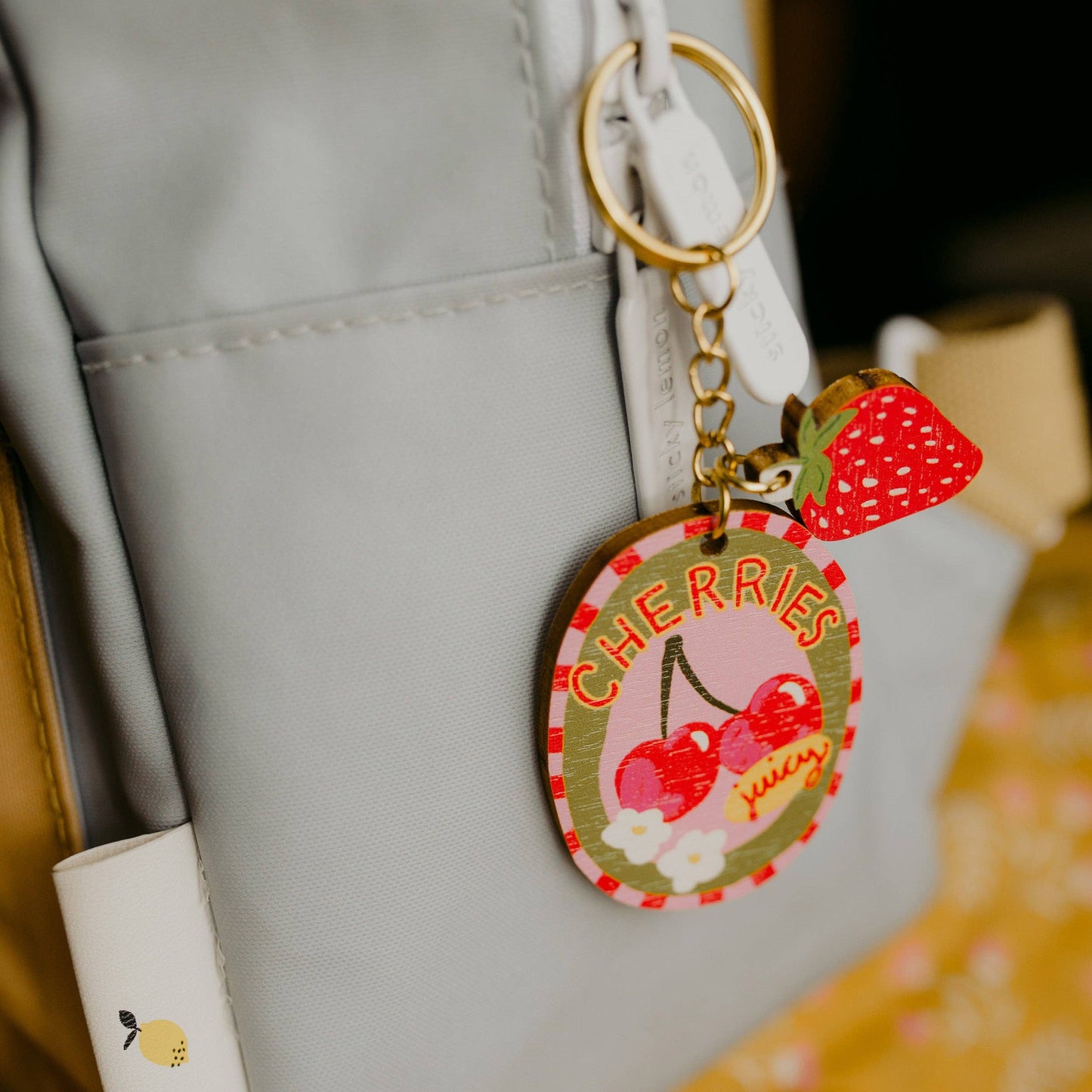 Cherries sticker charm keychain