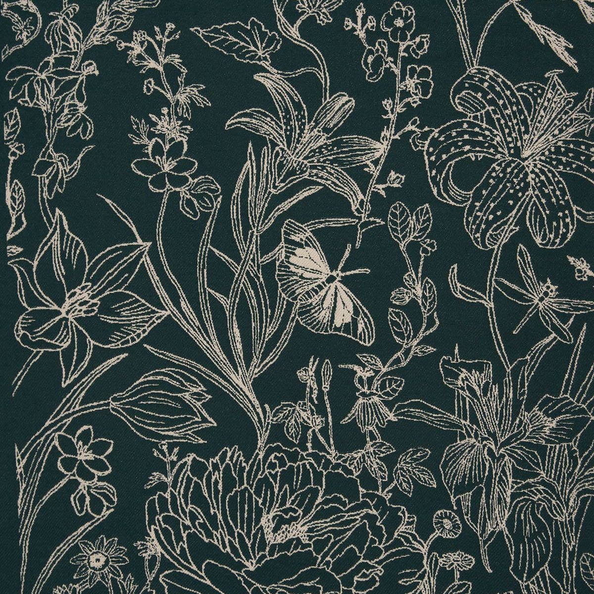 Midnight Garden Long Jacquard Scarf in Green