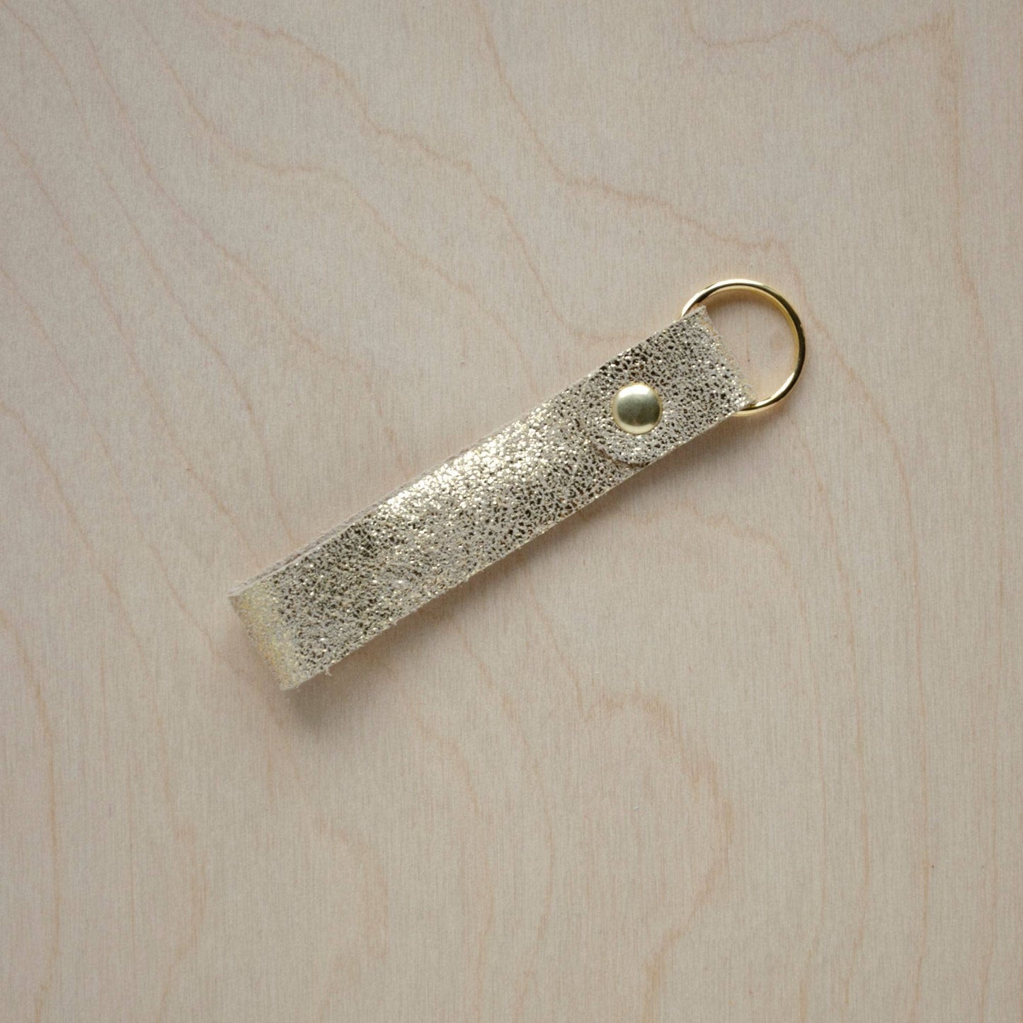 Gold Shimmer Leather Loop Keyring