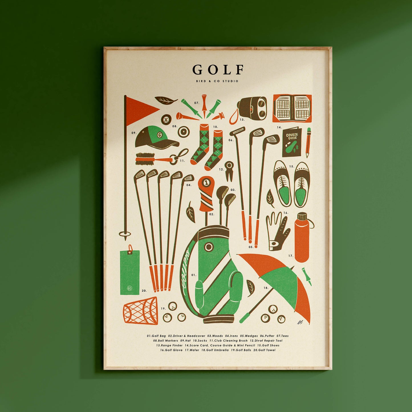 Golf Kit Essentials A4 Print