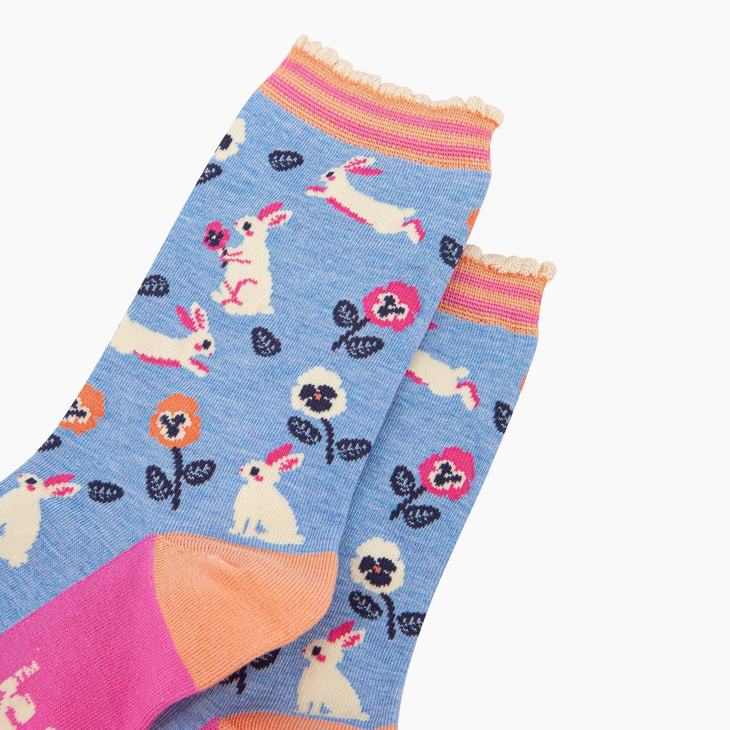 Rabbit and Flowers Women's Bamboo Socks