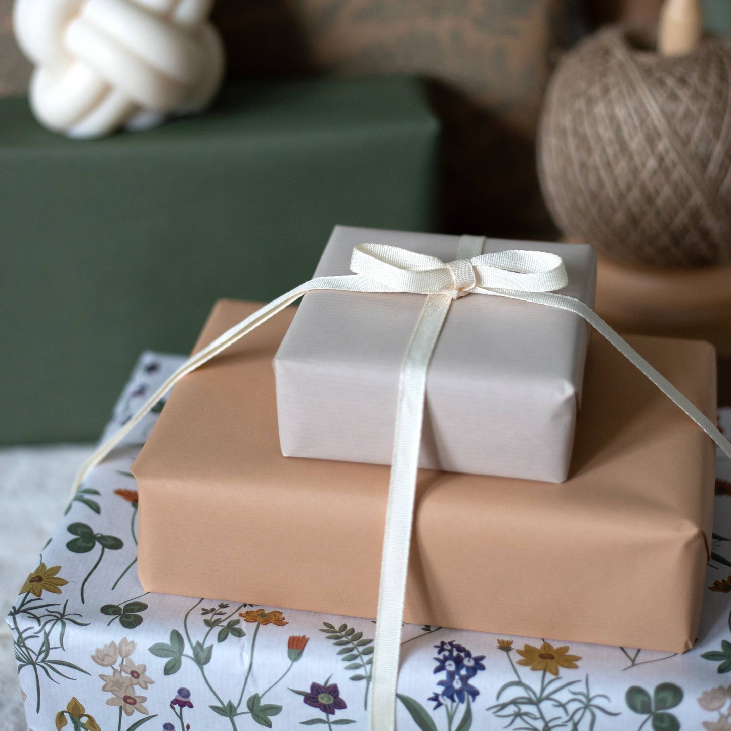 Cream Biodegradable Ribbon 5m Reel (9mm)