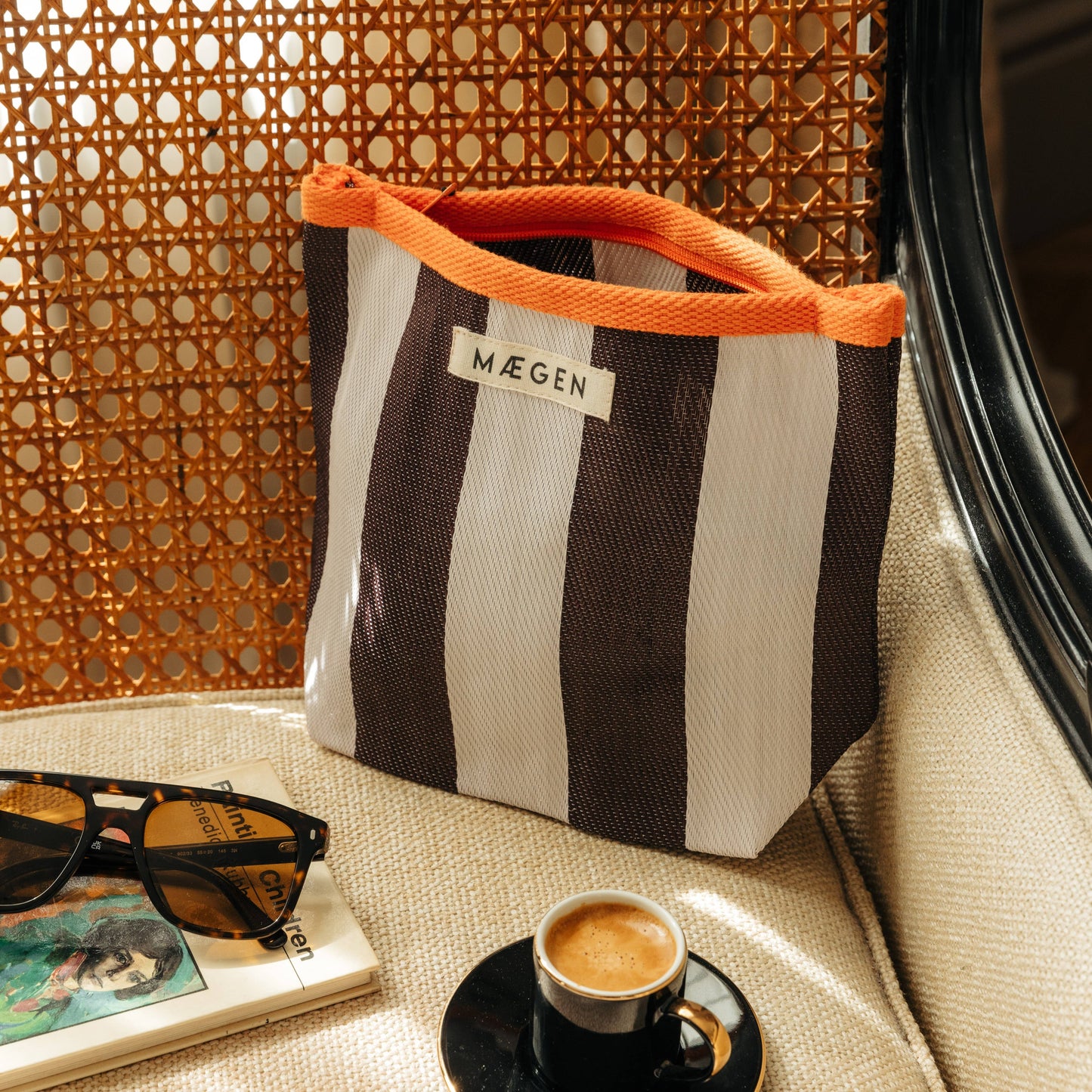 Orange/ White/ Aubergine Pouch