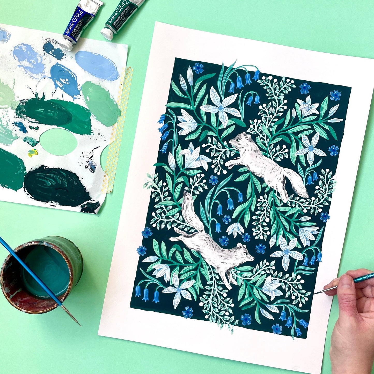 Fox & Lilies A4 Print