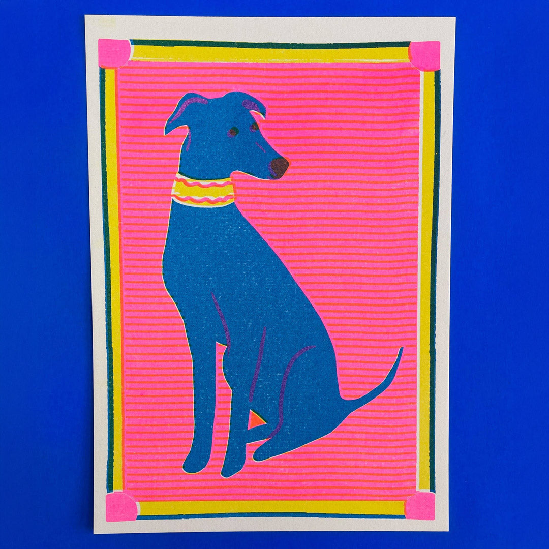 Greyhound Mini Risograph print
