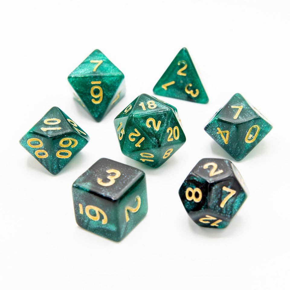 Emerald Night Acrylic Dice - 7 Piece Set
