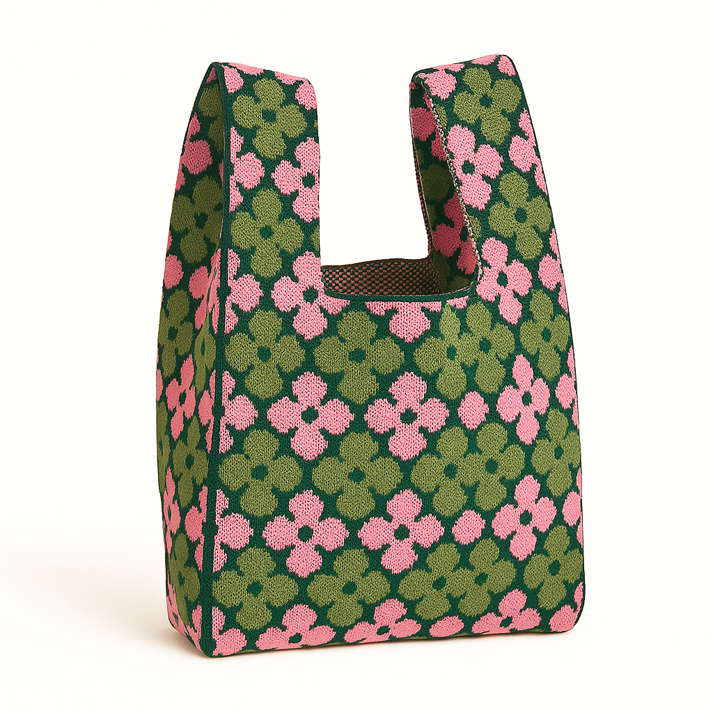 Small Cobalt Bloom - Knitted Bag