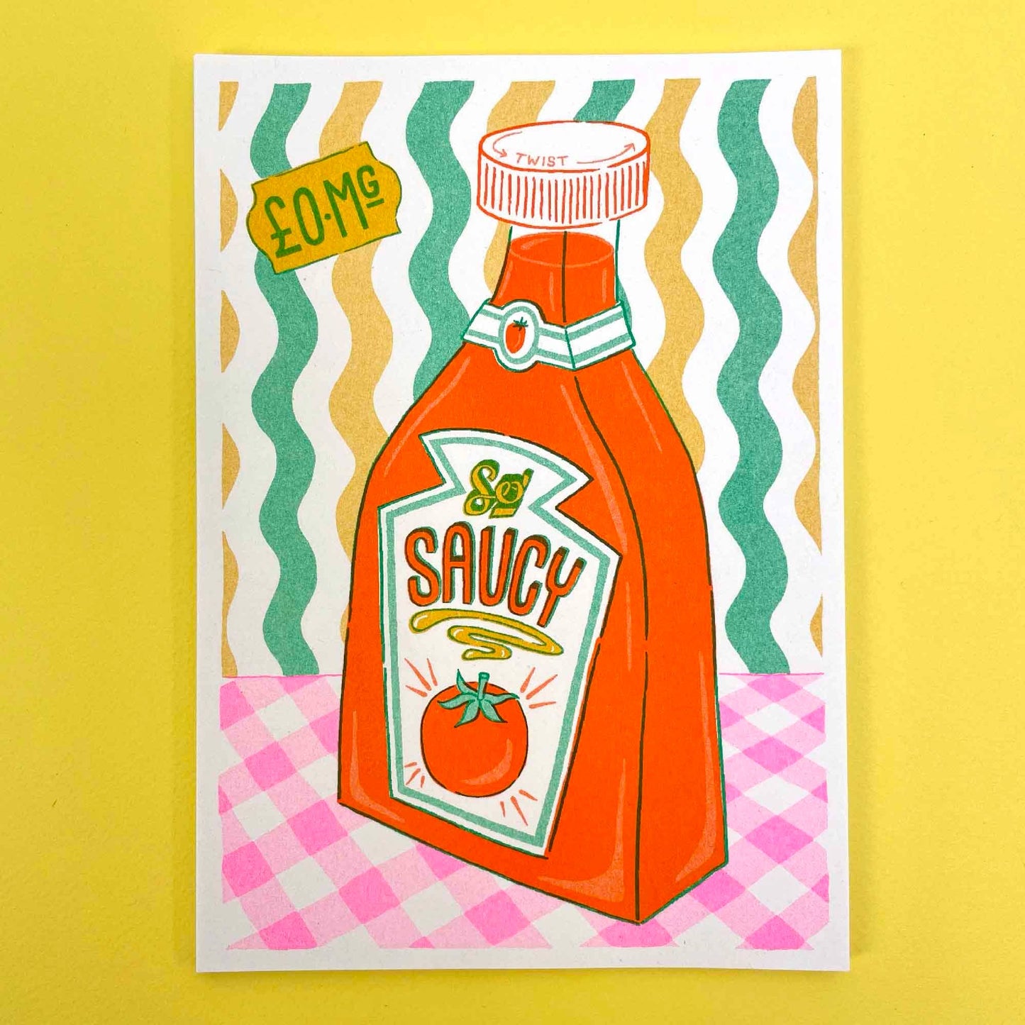 Sauce Bottle Risograph A5 Print