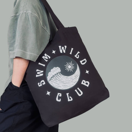 Swim Wild Club Canvas Tote in Black