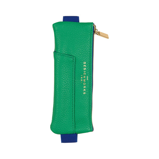 Elasticated Pen Pouch  - Bright Green + Navy