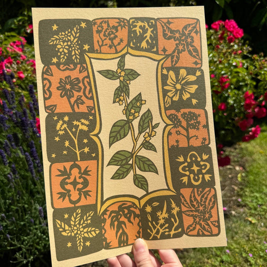Witchy Folk Art Tiles A4 Print