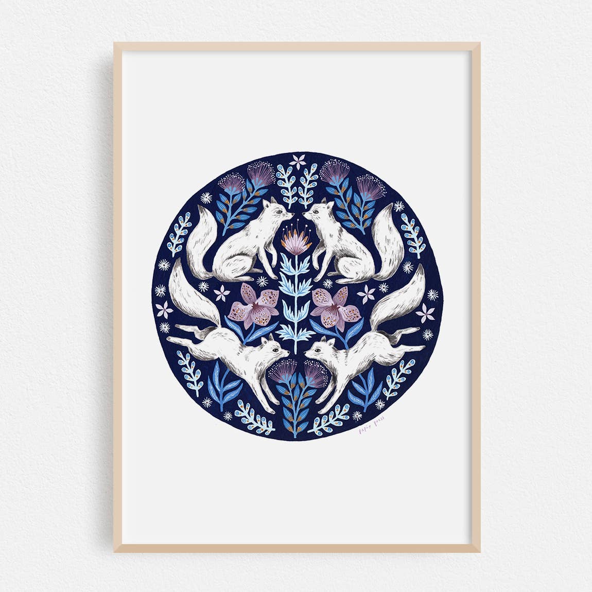 Arctic Foxes Circle A4 Print