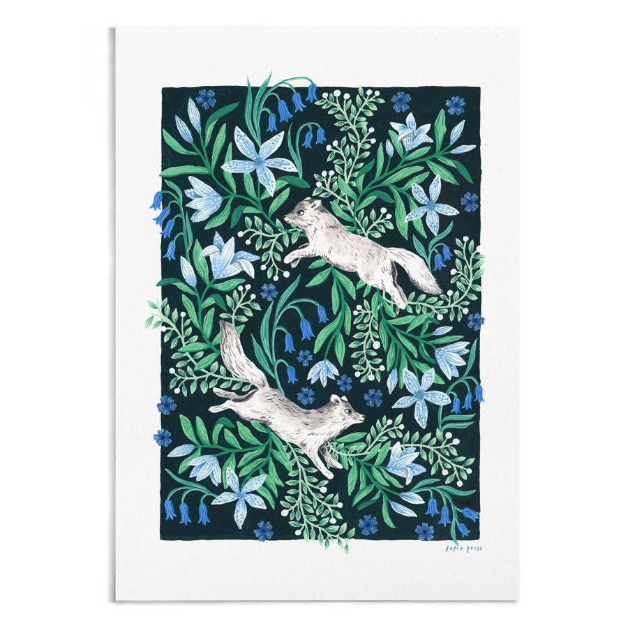 Fox & Lilies A4 Print