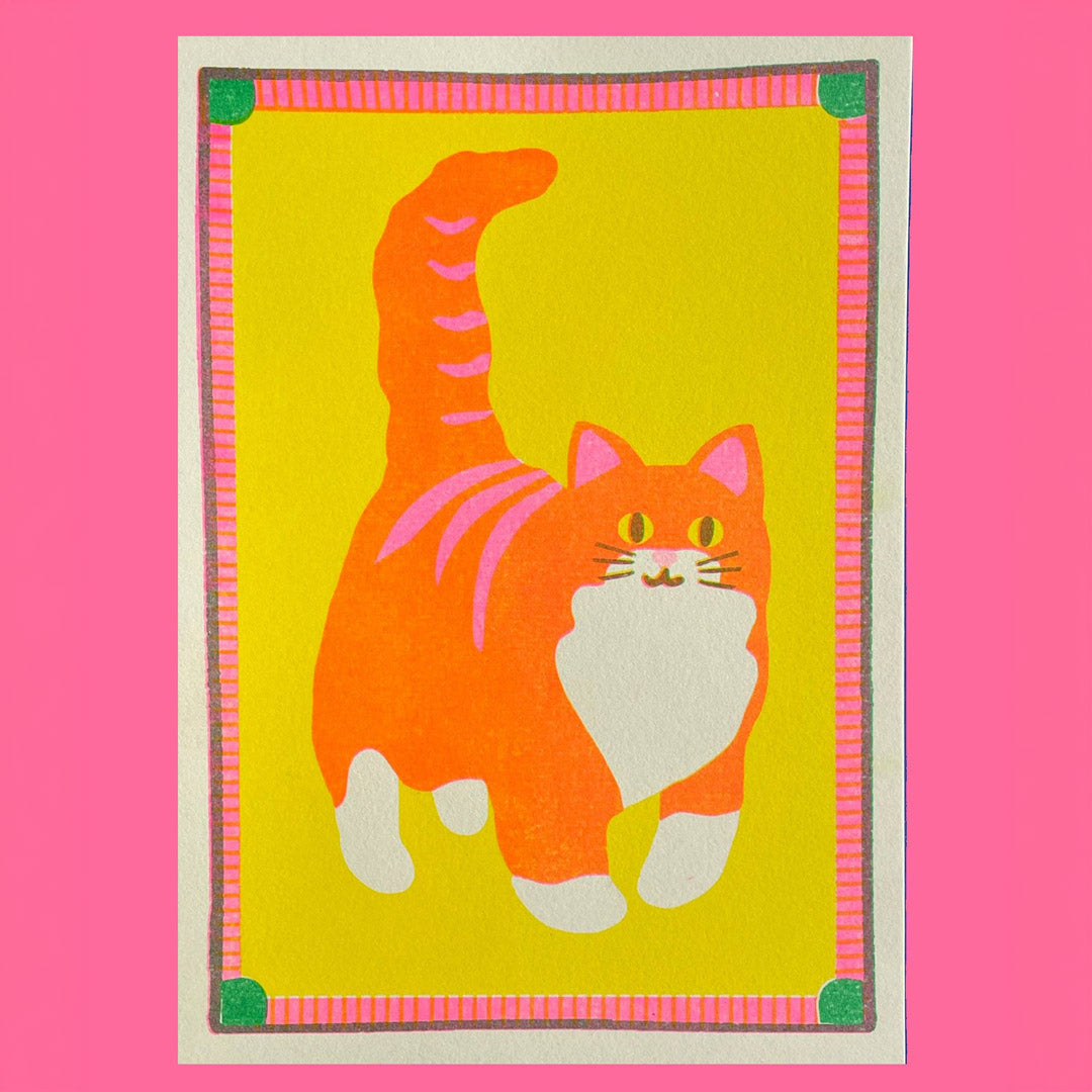 Orange Cat Mini Riso Print