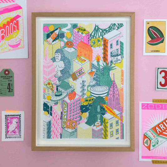New York City, Architectural Risograph A4 Print