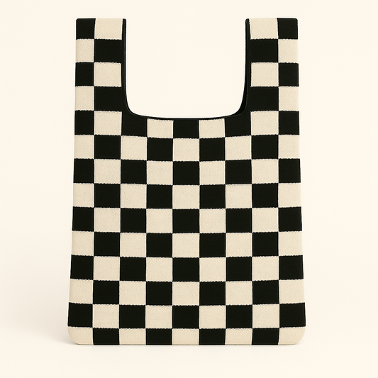 Black and White Check - Knitted bag