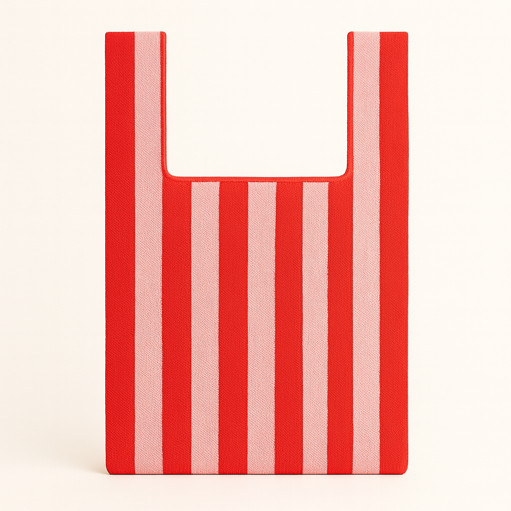 Red and PinkCandy Stripe - Knitted Bag