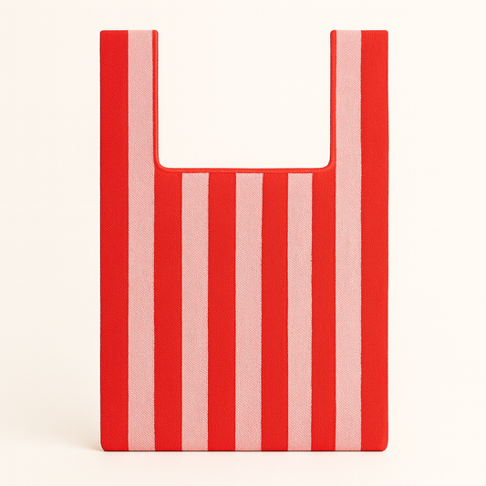 Red and PinkCandy Stripe - Knitted Bag